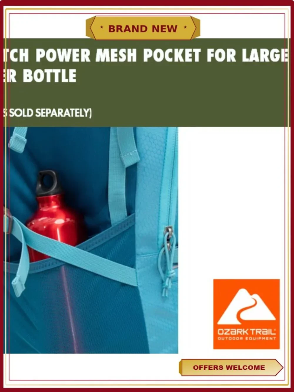 50L Hiking Backpack with Pockets, Water-Resistant, Stowable Rain Cover